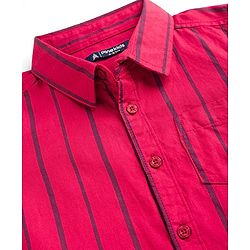 Pine Kids 100% Cotton Woven Full Sleeves Striped Shirt - Red
