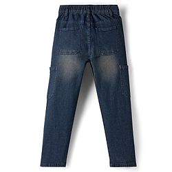 Pine Kids Denim Woven Full Length Washed Jeans - Navy Blue