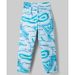 Pine Kids Single Jersey Knit Half Sleeves T-Shirt & Pyjama Night Suit with Text & Marble Print -  Navy Blue