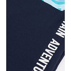 Pine Kids Single Jersey Knit Half Sleeves T-Shirt & Pyjama Night Suit with Text & Marble Print -  Navy Blue