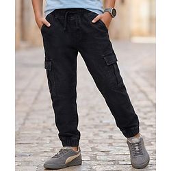 Pine Kids Full Length Solid Color Denim Jeans - Black