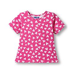 Pine Kids  Single Jersey Knit Half Sleeves Co-ords Night Suit with Heart Print - Pink