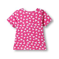 Pine Kids  Single Jersey Knit Half Sleeves Co-ords Night Suit with Heart Print - Pink