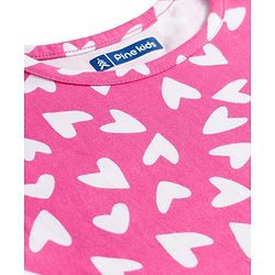 Pine Kids  Single Jersey Knit Half Sleeves Co-ords Night Suit with Heart Print - Pink