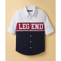 Pine Kids Cotton Woven Full Sleeves Shirt With Legend Print - White