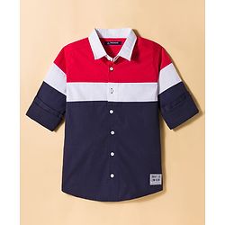 Pine Kids Cotton Woven Full Sleeves Solid Shirt - Navy Blue