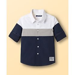 Pine Kids Cotton Woven Full Sleeves Solid Shirt - Navy Blue