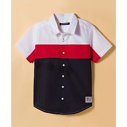 Pine Kids Cotton Woven Half Sleeves Solid Shirt - Navy Blue