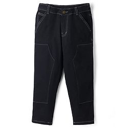 Pine Kids Cotton Woven Full Length Solid Color Jeans - Black