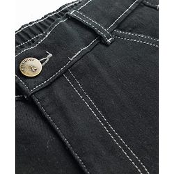 Pine Kids Cotton Woven Full Length Solid Color Jeans - Black