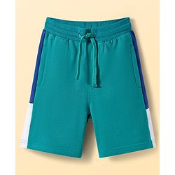 Pine Kids Looper Knit Half Sleeves T-Shirt & Shorts Set With LA Embroidery - Teal Blue