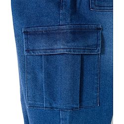 Pine Kids Denim Woven Full Length Solid Jeans with Cargo Pockets - Blue