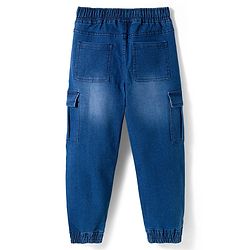 Pine Kids Denim Woven Full Length Solid Jeans with Cargo Pockets - Blue
