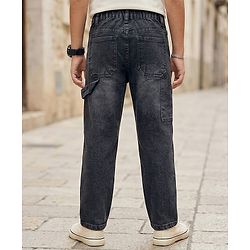 Pine Kids Denim Woven Full Length Washed Jeans - Black