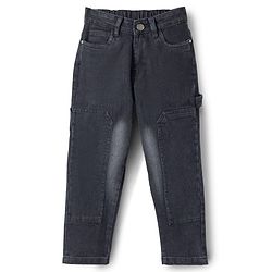 Pine Kids Denim Woven Full Length Washed Jeans - Black