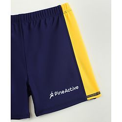 Pine Active Half Raglan Sleeves Cut N Sew Two Piece Swimsuit - Yellow & Navy Blue