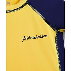 Pine Active Half Raglan Sleeves Cut N Sew Two Piece Swimsuit - Yellow & Navy Blue