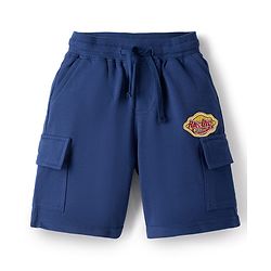 Pine Kids Looper Knit Half Sleeves Polo T-Shirt & Shorts Set With Patch Detailing - White & Navy Blue
