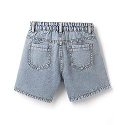 Pine Kids 100% Cotton Denim Woven Solid Color Shorts - Mid Blue