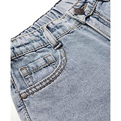 Pine Kids 100% Cotton Denim Woven Solid Color Shorts - Mid Blue