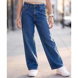 Pine Kids Denim Woven Full Length Solid Jeans - Navy Blue