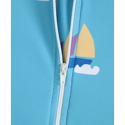 Pine Kids Half Raglan Sleeves Nautical Theme Printed Legged Swimsuit - Light Blue