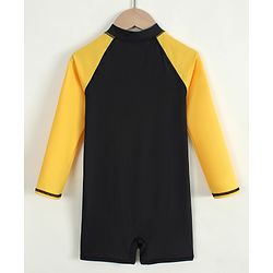 Pine Active Full Raglan Sleeves Solid Color Legged Swimsuit - Black