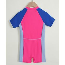 Pine Active Half Raglan Sleeves Legged Swimsuit - Pink