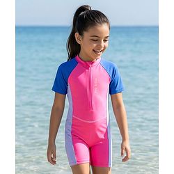 Pine Active Half Raglan Sleeves Legged Swimsuit - Pink