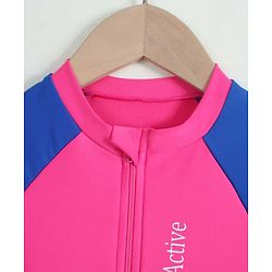 Pine Active Half Raglan Sleeves Legged Swimsuit - Pink