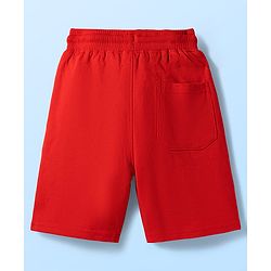 Pine Kids Looper Knit Half Sleeves Hooded T-Shirt & Shorts Set With Surfing Print - White & Red