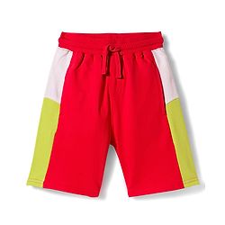 Pine Kids Looper Knit Half Sleeves T-Shirt & Shorts Set With Skateboarding Print - Red