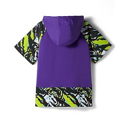 Pine Kids Looper Knit Half Raglan Sleeves Printed Hooded T-Shirt & Shorts Set - Purple
