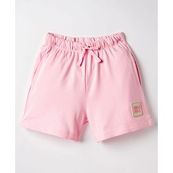 Pine Kids Looper Knit Shorts with Patch Detailing - Pink