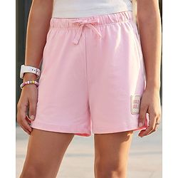 Pine Kids Looper Knit Shorts with Patch Detailing - Pink