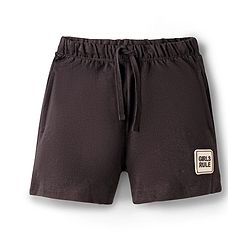 Pine Kids 100% Cotton Knit Solid Shorts With Patch - Black