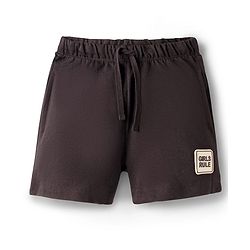 Pine Kids 100% Cotton Knit Solid Shorts With Patch - Black