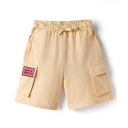 Pine Kids Looper Knit Shorts with Patch Detailing - Cream