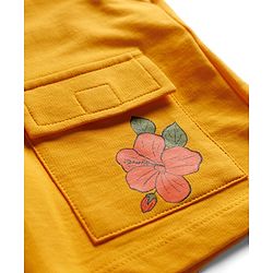 Pine Kids Looper Knit Shorts with Floral Print - Orange