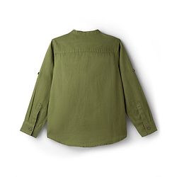 Pine Kids Linen Woven Full Sleeves Solid Shirt - Green