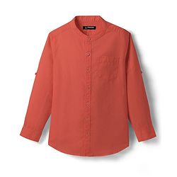 Pine Kids Linen Woven Full Sleeves Solid Shirt - Green