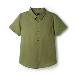 Pine Kids Linen Woven Half Sleeves Solid Shirt - Green
