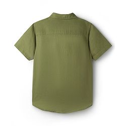 Pine Kids Linen Woven Half Sleeves Solid Shirt - Green