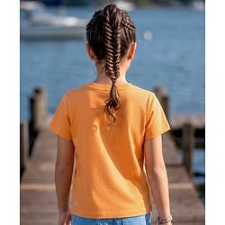 Pine Kids Cotton Knit Half Sleeves T-Shirt With Text Print - Orange