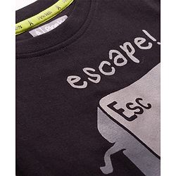 Pine Kids Cotton Knit Half Sleeves T-Shirt With Escape Key Print - Black