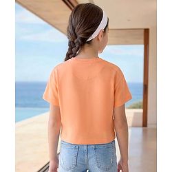 Pine Kids Cotton Knit Half Sleeves T-Shirt With Get It Done Print - Orange