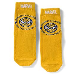 Pine Kids Marvel Non Terry Knit Ankle Length Anti Bacterial Socks With Spider-Man Graphics Pack of 3 - Red Yellow & Blue