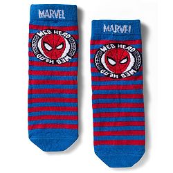 Pine Kids Marvel Non Terry Knit Ankle Length Anti Bacterial Socks With Spider-Man Graphics Pack of 3 - Red Yellow & Blue