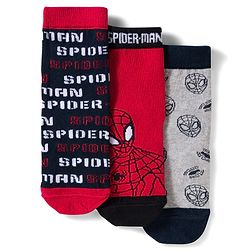 Pine Kids Marvel Non Terry Knit Ankle Length Anti Bacterial Socks With Spider-Man Graphics Pack of 3 - Red Grey & Black