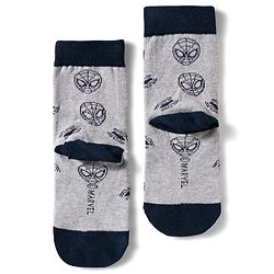 Pine Kids Marvel Non Terry Knit Ankle Length Anti Bacterial Socks With Spider-Man Graphics Pack of 3 - Red Grey & Black